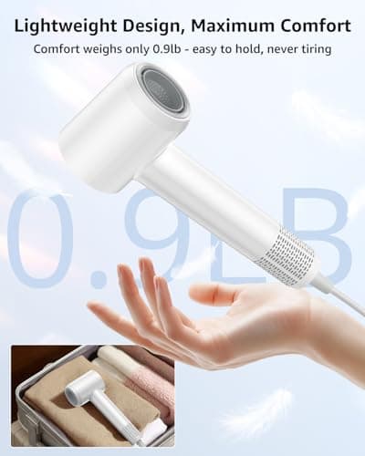 Hair Dryer, 160000 RPM High-Speed Ionic Blow Dryer Portable Professional Lightweight Hair Dryers with 200 Million Negative Ions, Fast-Drying, Quiet Hair Dryer with Nozzle for Home, Salon, Travel（HF03） 7