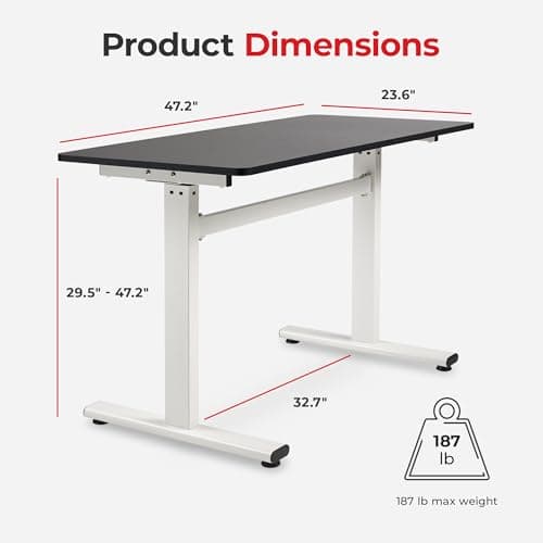 Sunny Health & Fitness Multi-Purpose Air-Drive Adjustable Standing Desk, Pneumatic Air Lifting, Electricity-Free, Scratch-Resistant Surface with up to 47.2" Height, Treadmill Compatible SF-A023001 6