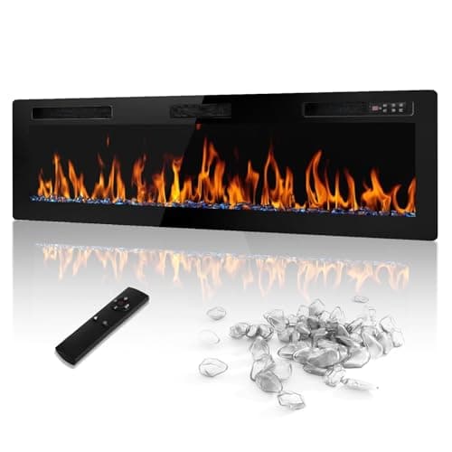 LEMBERI 72 inch Electric Fireplace Recessed and Wall Mounted,750/1500W Fireplace Heater and Linear Fireplace with Touch Screen Control Panel, Timer,Remote Control,Adjustable Flame Color and Speed