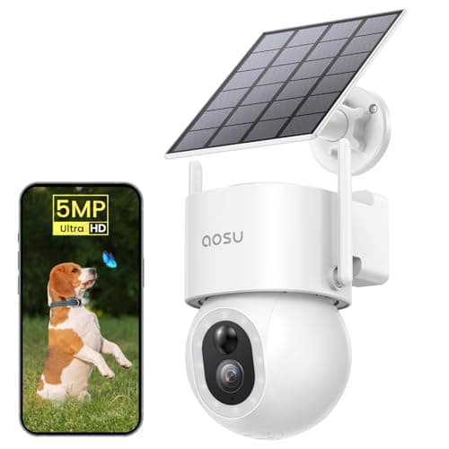 aosu Security Cameras Wireless Outdoor - 3K/5MP Solar Powered 400-Lumen Floodlight Camera, 360° Pan/Tilt Surveillance, Night Vision, 2.4GHz WiFi Camera, Auto Tracking, AI Human/Vehicle/Pet Detection