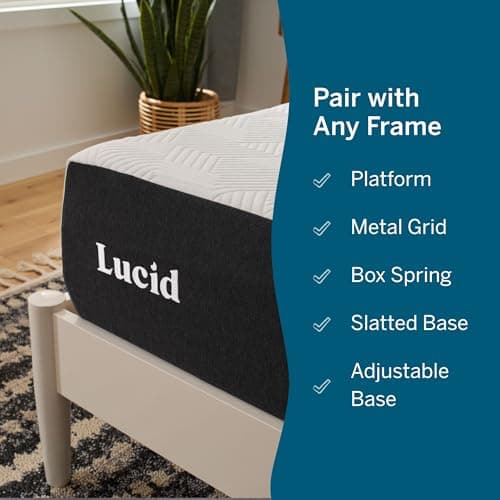 Lucid 10 Inch Memory Foam Mattress - Medium Feel - Infused with Refreshing Bamboo Charcoal and Cooling Gel - Bed in a Box - Temperature Regulating - Pressure Relief - Breathable - Queen Size 8