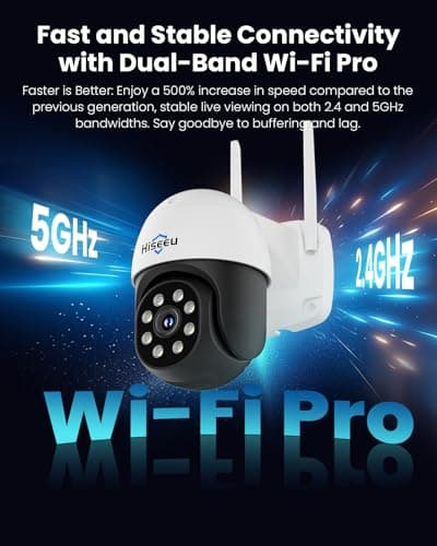 Hiseeu 4K 8MP Security Camera Outdoor, Wireless Home Security Camera with Pan & Tilt, WiFi Pro 2.4/5GHz, Auto Tracking, Color Night Vision, Two Way Audio, IP66, Plug in, No Subscription 5