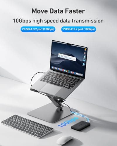 BENFEI Laptop Stand with USB C 6in1 Docking Station, HDMI 4K@60Hz,Gigabit Ethernet, 100W Power Delivery, 10Gbps 1*USB C 3.2 and 2*USB A 3.2 Compatible with MacBook Pro/Air, iPad Pro, XPS, Thinkpad 5
