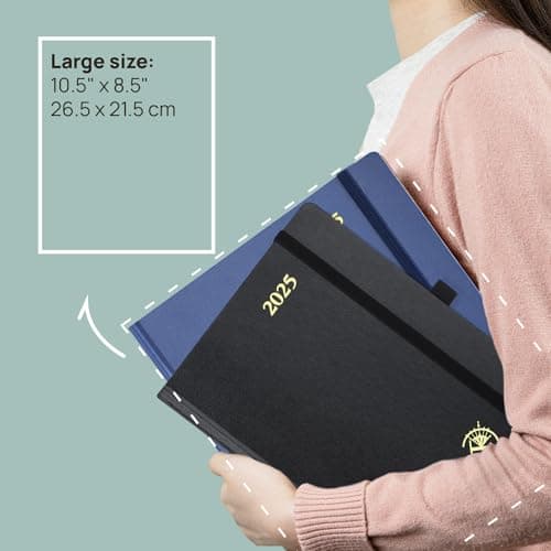 POPRUN Monthly Planner 2024-2025 ("8.5 X 10.5"), 18-Month Calendar Book (Jul.24 - Dce.25) With Monthly Tabs, Hardcover, Inner Pocket, 100GSM Thick Paper - Light Pink 5