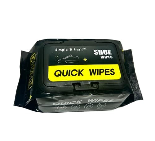 Simple 'N Fresh Shoe Wipes - 2 Pack 60 Wipes - Quick, Sneaker, Travel Disposable, Removes Dirt, Stains