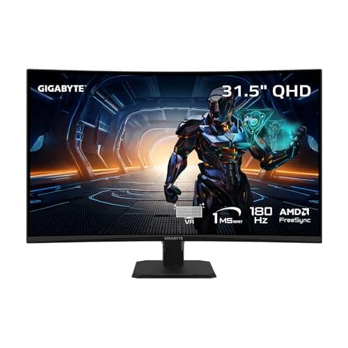 GIGABYTE - GS32QCA - Advanced Version - 31.5" VA Curved Gaming Monitor - QHD 2560x1440-180Hz - 1ms MPRT - AMD FreeSync - HDMI, DP - Black