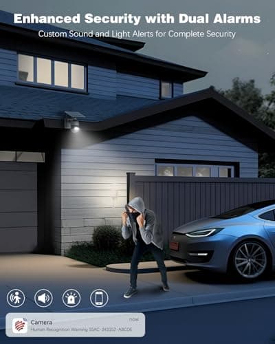 Ctronics 3K 5MP Solar Security Camera Outdoor Wireless, 6W Solar Panel, Sound-Light Alarm, PC/App, Auto Tracking, Color Night Vision, PIR Human Detection, 128 TF/Cloud/FTP, IP66 5