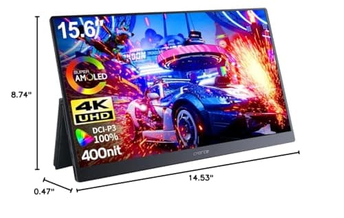 c-force 4K OLED Portable Monitor 15.6'' 100% DCI-P3 USB C HDMI Computer Display HDR Gaming Monitor Speakers Ultra Slim & Eye Care Travel External for Laptop Mac PC Phone PS5 Xbox Switch 7