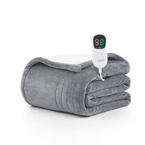 Homemate Heated Blanket Electric - 72"x84" Heating Blanket Throw 1/2/4/6/8 Hours Auto-Off 10 Heat Level Heat Blanket Over-Heat Protection Flannel Sherpa Heater Blanket Electric ETL Certification