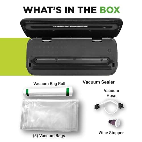 NutriChef Automatic Vacuum Air Sealing System for Food Preservation with Starter Kit, Compact Design, Lab Tested, Dry & Moist Food Modes with Led Indicator Lights, Black 7