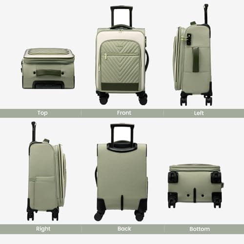 LOVEVOOK Carry On Luggage 22x14x9 Airline Approved,20 Inch Carry-on Suitcase for Women,Softside Suitcases with Wheels,Rolling Checked Luggage with TSA Lock,Lightweight Travel 9