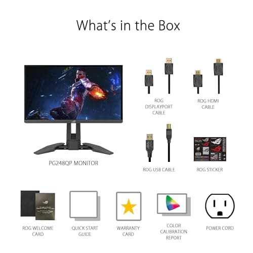 ASUS ROG Swift Pro PG248QP NVIDIA G-SYNC esports gaming monitor -24.1-inch FHD, 540 Hz (OC), Esports-TN panel, NVIDIA Reflex Analyzer, ULMB 2, adjustable base, ESS codec, DisplayHDR400, 3year warranty 8