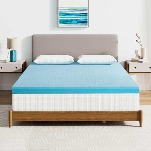 Maxzzz Queen Mattress Topper, 3 inch Cooling Mattress Topper, Memory Foam Gel-Infused Bed Topper, Medium Firm Mattress Topper, CertiPUR-US Certified, Bule 6