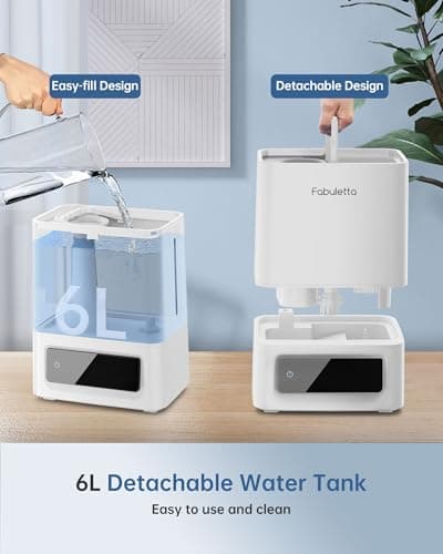 Humidifiers for Bedroom, 6L Top Fill Quiet Cool Mist Humidifier Large Room, Smart Humidifier with Remote, 3 Cool Mist, Auto Mode, Sleep Model ＆ Night Light, Humidifiers for Home, Baby, Plants, Dorm 5