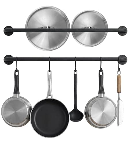 KAKIGO Kitchen Utensil Rack Organizer Wall-mounted Pot Pan Wall Hanger Holder For Hanging Rail with 10 S Hooks
