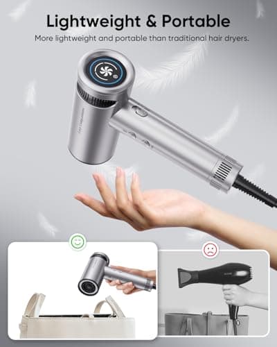 Cosy Companions Hair Dryer - High-Speed 150,000 RPM Hairdryer for Fast Drying, 500Million Negative Ionic & Thermo-Control & Cool Shot Button & HD Display Blow Dryer with Magnetic Diffuser & Nozzle 6