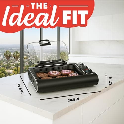 Gourmia Smokeless Indoor Grill & Air Fryer raclette grill with Smoke Extracting Technology for indoor grill Extra-Large Nonstick Cooking electric grill indoor Korean BBQ Style 6 Quart FoodStation™ 10