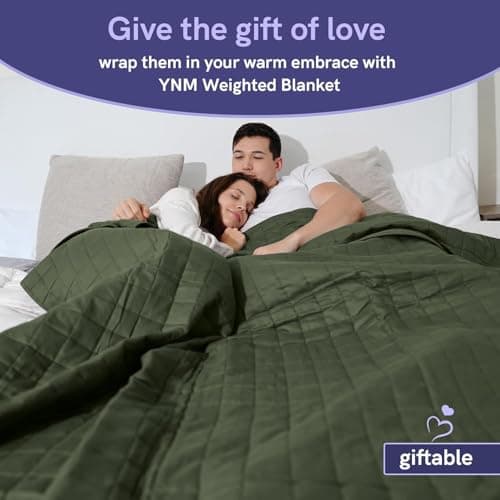 YnM Cotton King Size Weighted Blanket for Adults (88x104 Inches, 20 Pounds, Army Green), Smallest Compartments with Cooling Glass Beads,Heavy Blanket for Two Persons of 90~160lbs on Queen or King Bed 7
