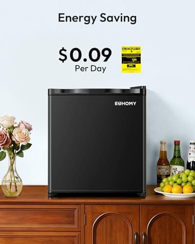 EUHOMY 1.1 Cubic Feet Mini Freezer, Countertop, Single Door Compact Upright Freezer with Reversible Door, Removable Shelves, Small freezer for Home/Dorms/Apartment/Office, New Black 8