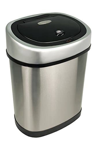 Ninestars CB-DZT-50-13/12-9 Automatic Touchless Infrared Motion Sensor Trash Can Combo Set, 13 Gal 50L & 3 Gal 12L, Stainless Steel Base (Oval, Silver/Black Lid) 10