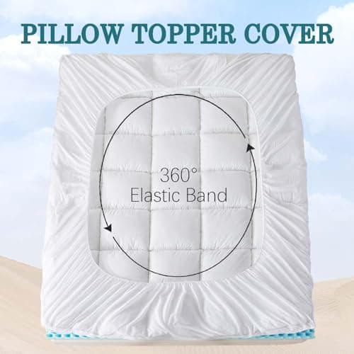 WhatsBedding Memory Foam Mattress Topper 5inch, Soft Egg Crate Mattress Topper with Breathable Cover for Back Pain Relief, CertiPUR-US Certified (White+Bule, Queen) 7