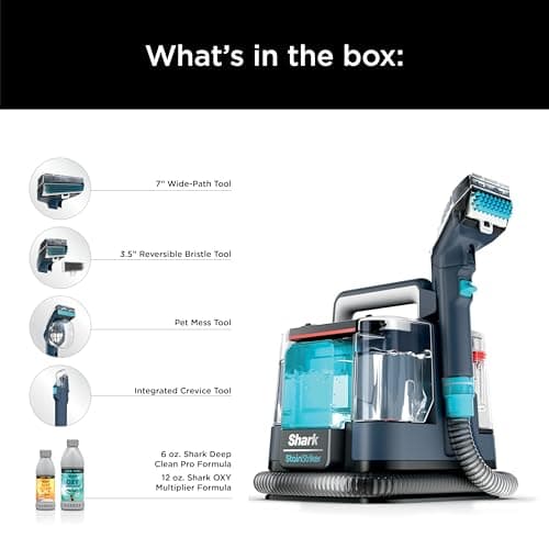 Shark StainStriker Portable Carpet and Upholstery Cleaner - Spot, Stain, & Odor Eliminator - Carpet, Area Rug, Couch, Upholstery and More, Navy, PX204 8