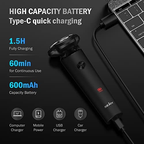 Electric Shaver Razor for Men Face,3D Rechargeable Rotary Shaver,Anti-Pinch Electric Razor for Shaving Face,Magnetic Shaver Head,Ergonomic Handle Easy Use,Gift for Dad Husband,Home Car Travel Gifts 6