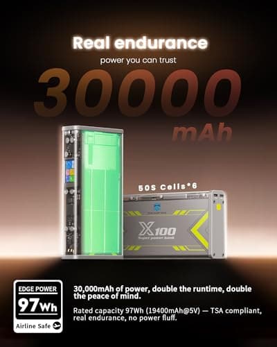 Edge X100 Professional 520W Power Bank PD3.1 Fast Charging,30000mah 97Wh Portable Power Station with Detail Screen,3Port Portable Charger,DC/XT30 Port for DJI,Type C for iPhone,Samsung,MacBook 2