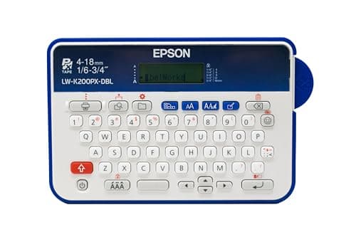 LABELWORKS Epson LW-K200PX-DBL Portable QWERTY Keyboard Label Maker for Home & Hobbies - Craft, Organize, and Personalize - Dark Blue Printer