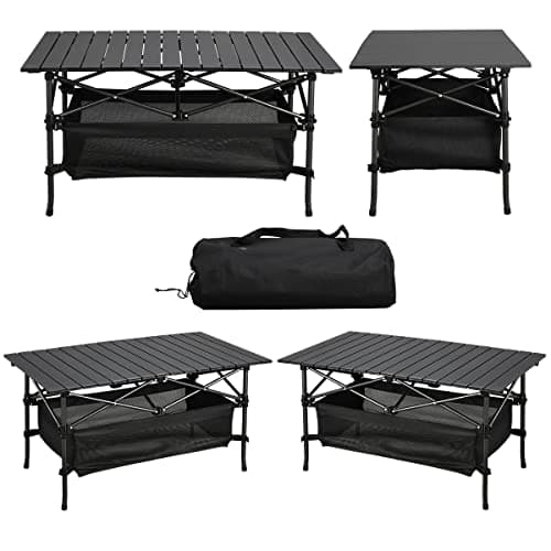 WUROMISE Lightweight Aluminum Folding Camping Table (37.13” x 21.57” x 19.69”), Portable Roll-Up Design for Outdoor, Camping, Beach, BBQ, Patio, and Picnic, Durable & Waterproof with Carrying Bag 10
