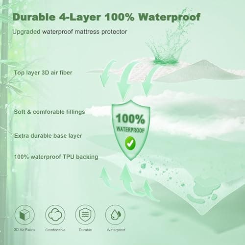 Waterproof Mattress Protector, California King Size Mattress Pad Fitted 6"-18" Deep Pocket, 3D Air Fabric Bed Mattress Cover Noiseless Washable for Home, Bedroom, Hotel 7