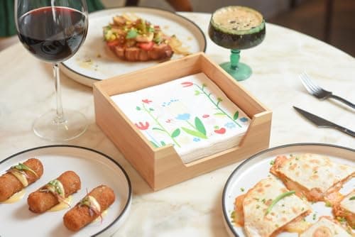 Bamboo Napkin Holder for Table ,  Square Paper Napkin Holder, Ideal for Kitchen, Dining Room & Breakroom (Bamboo, 7.28 x 7.28) 5