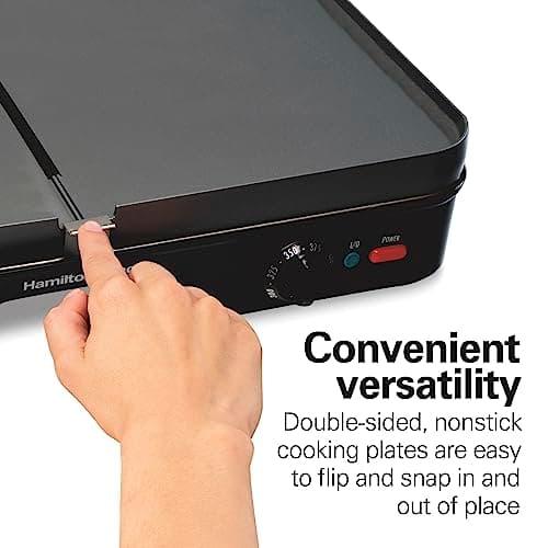 Hamilton Beach 3-in-1 Electric Indoor Grill + Griddle, 8-Serving, Reversible Nonstick Plates, 2 Cooking Zones with Adjustable Temperature (38546), Black 7