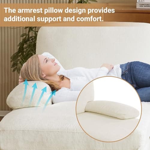 VINGLI 110" Sectional Couches for Living Room,U Shaped Couch with Double Chaise, 4-Seat Sofa Set with Chenille Fabric for Home Furniture,Beige 6