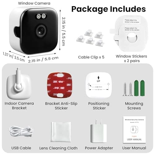 2K Window Camera with 32GB Memory Card, 5GHz & 2.4GHz WiFi Indoor Cameras for Home Security with AI Starlight Color Night Vision, AI Person & Motion Detection, Easy & Quick Install, 24/7 Recording 8