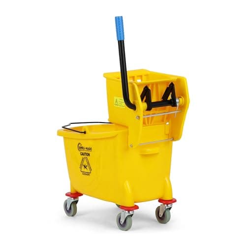 Simpli-Magic 79358 Commercial Mop Bucket with Side Press Wringer, 26 Quart, 14.75"L x 12.95"W x 19.95"H, Yellow 6