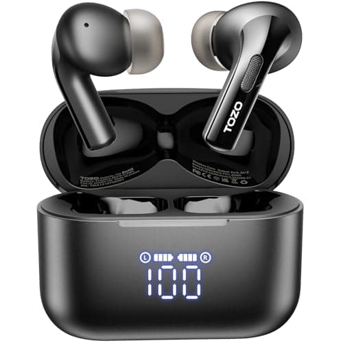 TOZO T20 Wireless Earbuds Bluetooth Headphones 48.5 Hrs Playtime with LED Digital Display, IPX8 Waterproof (Renewed)