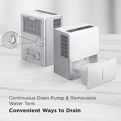 TCL 50 PINT SMART DEHUMIDIFIER WITH PUMP up to 4,500 SqFt 24Hour Timer Auto Restart & Defrost, Low-Temperature Operations, bedroom, living dining room utility basement nursery dorm office - H50D26W 3