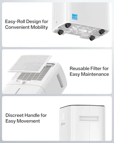 Dehumidifier for Basement, 52 Pints Dehumidifiers for Bedroom Bathroom Large Room Home, 4500 Sq.Ft Dehumidifier with Drain Hose, 2025 Energy Star Certificate, Humidity Control, 24H-Timer, Auto Defrost 8