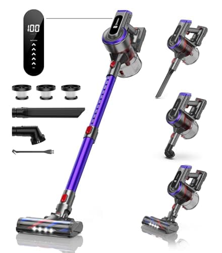 INTETURE Cordless Vacuum Cleaner, 550W 45Kpa Vacuum Cleaners for Home with 5 Suction Modes, Vacuum Cleaner with Max 60Mins, Stick Vacuum Cordless for Hardwood Floor Carpet Pet Hair