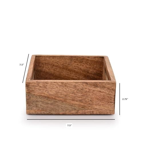 Samhita Square Burning Finish Mango Wood Napkin Holder For Restaurant Decor Kitchen Bar Accessories (7.5"x 7.5"x 2.75") 5