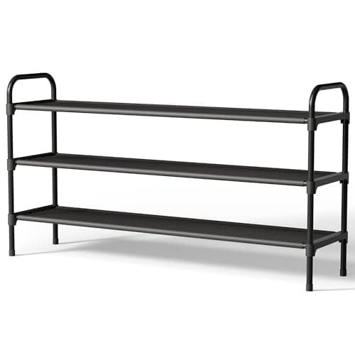 Kitsure Extra-Long Shoe Rack for Closet, Shoe Organizer for Front Door Entrance, Stackable Shoe Shelf, Detachable Closet Organizers and Storage, 39.0" Wide - 3 Tier, Black
