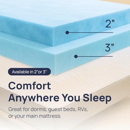 Sure2Sleep Gel Swirl Memory Foam Mattress Topper - 2 Inch, Pressure Relieving, Cooling Comfort - Made in The USA & CertiPUR-US Certified - Softens Firm Beds and Extends Mattress Life - Queen Size 6