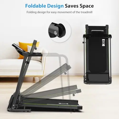 CIIHI Walking Treadmill for Seniors - Foldable Treadmill with Long Handrail and 300 Lbs Capacity - Home Recovery Fitness Exercise Machine with Large LCD Display for Elderly 5