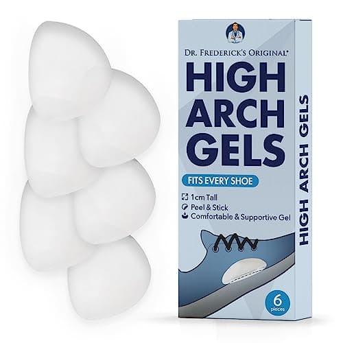 Dr. Frederick’s Original Arch Support Gel Inserts - 6 ct - 1.1 cm High Arch Support for Plantar Fasciitis, Flat Feet & PES Cavus - Peel & Stick Reusable Insoles for Men & Women - Fits All Shoe Types
