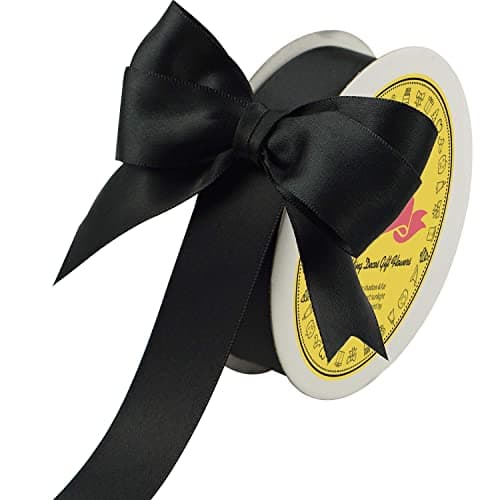 LEEQE Black Double Face Satin Ribbon 1 inch X 25 Yards Spool Very Suitable for Weddings Gift Package Wrapping Dancer Wand Sewing Party Hair Bow Invitation Decorations and More