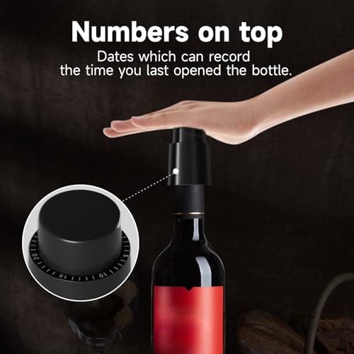 Electric Wine Opener, Automatic Wine Bottle Corkscrew with Air Pump, Foil Cutter, Pourer, Vacuum Stoppers (4PCS)， Professional Easy Rechargeable Vino Opener Set Suitable for Home, Travel 5