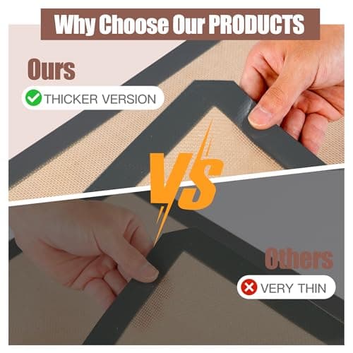 XSSDPDC Silicone Baking Mat 3 Pack, Non-Stick Food Safe Reusable Baking Sheets, 2 Medium & 1 Small Sizes for Cookies Macarons Bread, (Gray) 7