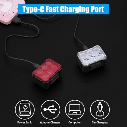 2 Packs USB Rechargeable Bike Light Set, Bicycle Safety Lights Front and Rear with 6+12 Modes, IPX4 Waterproof Headlight and Taillight for Night Riding/Cycling 5