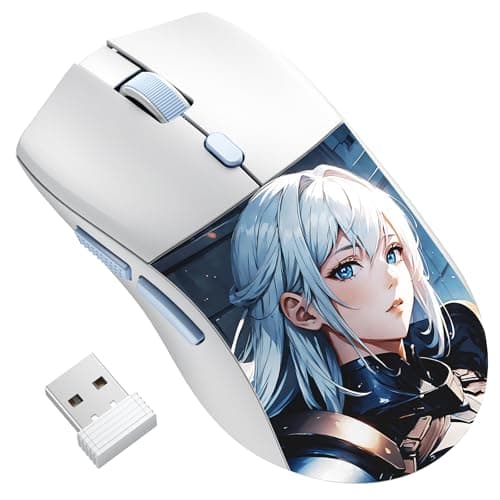 RisoPhy Lightweight Gaming Mouse, Tri-Modes Wired/2.4GHz/Bluetooth Anime Gaming Mouse, PAW3395 Sensor, 6 Programmable Buttons, 26K DPI Wireless Mouse for Laptop, PC, Mac